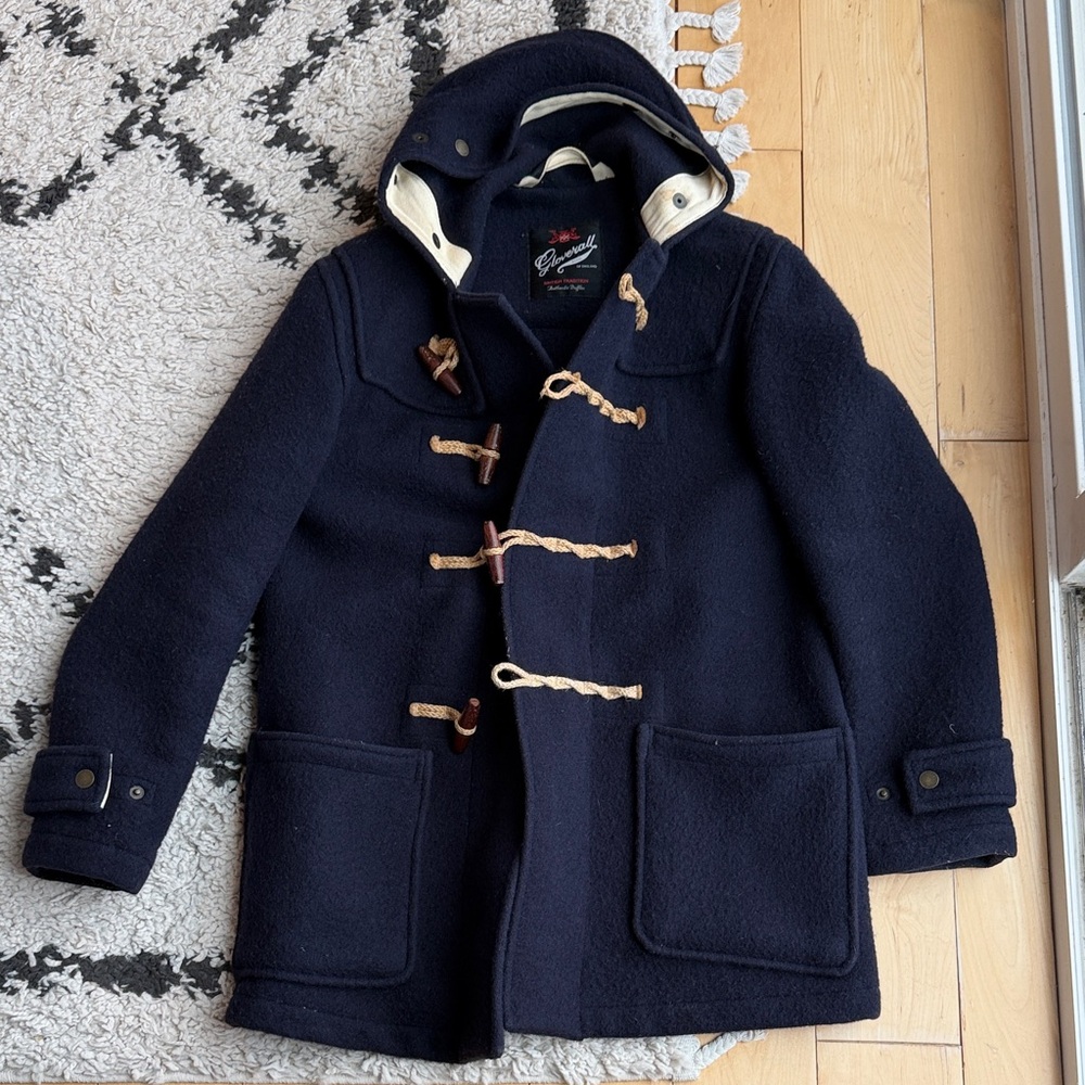 Navy Gloverall Coat with Toggle Closure